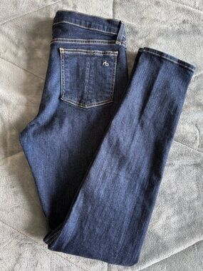 89. | rag & bone | Dark Blue Skinny Jeans with Back Pocket Logo